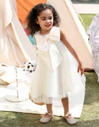 Allovin Big Bow Tulle Dress Christening Gown / Flower Girl Dress
