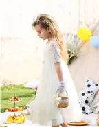 ALLOVIN Toddler Girl A-Line 3/4 Sleeve Formal Wedding Lace Dress