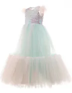 Toddler Girl Heart-Shaped Sequins Cap Sleeve Maxi Dress