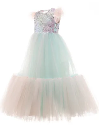 Toddler Girl Heart-Shaped Sequins Cap Sleeve Maxi Dress