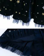 ALLOVIN Sparkly Stars Navy Blue Velvet Dress