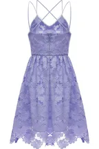 ALLOVIN Women's V Neck Spaghetti Strap Floral Lace Cocktail Dress Sexy Backless Sleeveless A Line Party Dress