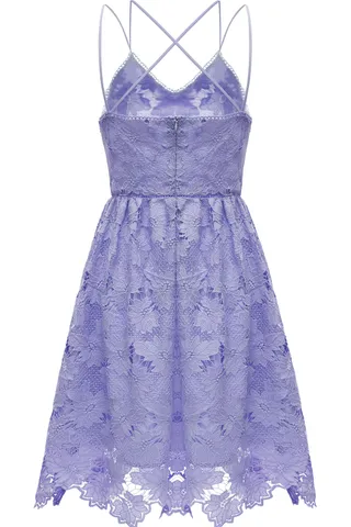 ALLOVIN Women's V Neck Spaghetti Strap Floral Lace Cocktail Dress Sexy Backless Sleeveless A Line Party Dress