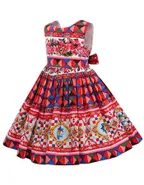 Allovin Little Girl Sleeveless Summer Sundress Hawaii Bohemia pleated floral Dress