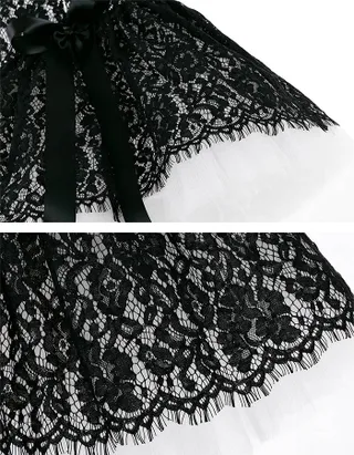 ALLOVIN Lace And Tulle V-back Layered Dress