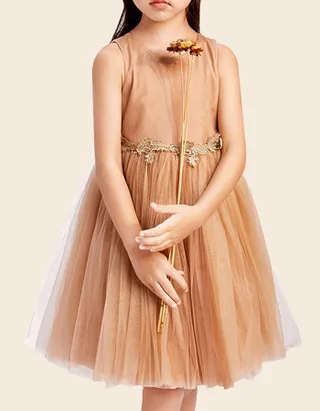 Allovin Toddler Girl A-Line Sleeveless Boho Ball Gown Tulle Dress