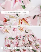 Allovin Toddler Girl Birthday Cap Sleeveless Casual Lily Floral Printed Dress