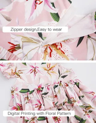 Allovin Toddler Girl Birthday Cap Sleeveless Casual Lily Floral Printed Dress