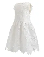 ALLOVIN Toddler Girl Christening Baptism Flower Lace Dress Pure White