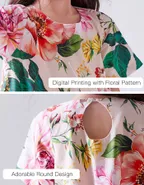 Toddler Girl Short Sleeve Casual Floral Printed Holiday Dress