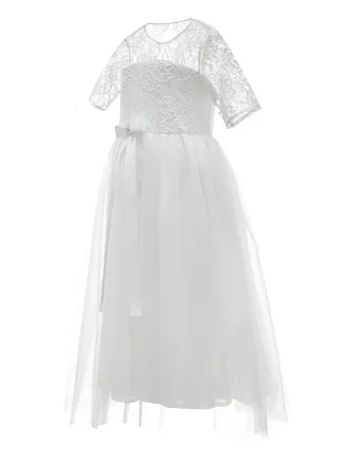 ALLOVIN Toddler Girl A-Line 3/4 Sleeve Formal Wedding Lace Dress
