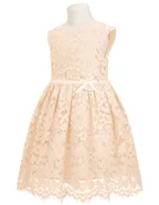 ALLOVIN Toddler Girl A-Line Wedding Lace Dress Champagne