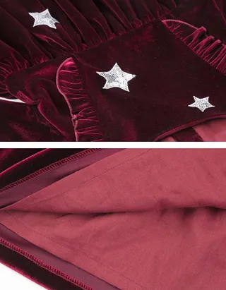 ALLOVIN Sparkly Stars Velvet Dress