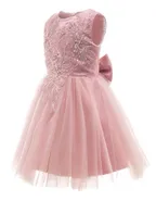 ALLOVIN Pink Embroidery Tulle Dress