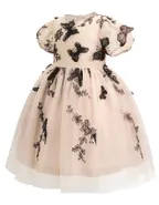 ALLOVIN Toddler Girl 3D-Butterfly Embroidered Lace Dress