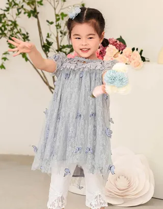 ALLOVIN Toddler Girl 3D-Butterfly Lace Tulle Dress