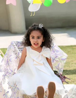 Allovin Big Bow Tulle Dress Christening Gown / Flower Girl Dress
