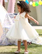 Allovin Big Bow Tulle Dress Christening Gown / Flower Girl Dress