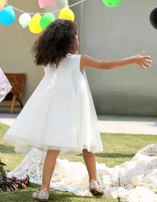 Allovin Big Bow Tulle Dress Christening Gown / Flower Girl Dress