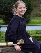 ALLOVIN Vintage Lace Collar Velvet Dress