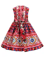 Allovin Little Girl Sleeveless Summer Sundress Hawaii Bohemia pleated floral Dress