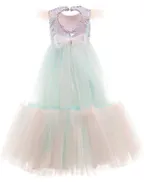 Toddler Girl Heart-Shaped Sequins Cap Sleeve Maxi Dress