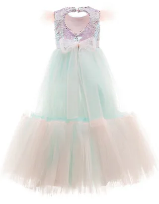 Toddler Girl Heart-Shaped Sequins Cap Sleeve Maxi Dress