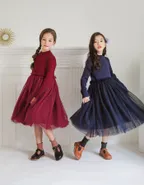 ALLOVIN Toddler Girls Textured Knit & Tulle Dress
