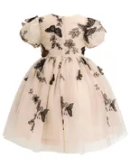 ALLOVIN Toddler Girl 3D-Butterfly Embroidered Lace Dress