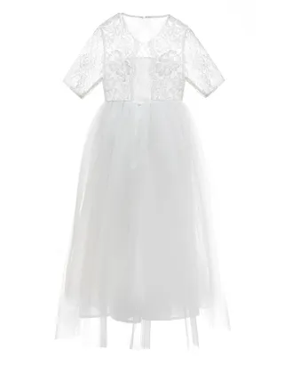 ALLOVIN Toddler Girl A-Line 3/4 Sleeve Formal Wedding Lace Dress