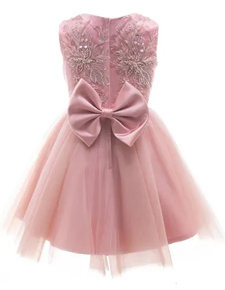 ALLOVIN Pink Embroidery Tulle Dress