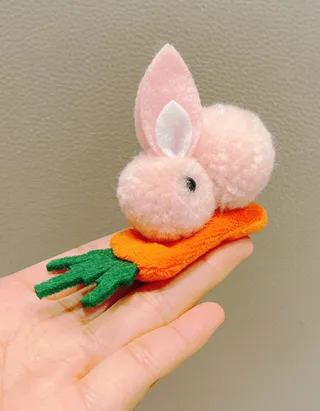 Easter Bunny Girls Fluffy Rabbit Decor Hair Clip