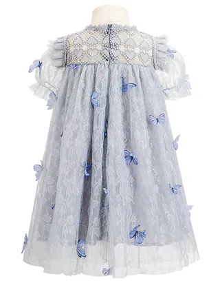 ALLOVIN Toddler Girl 3D-Butterfly Lace Tulle Dress