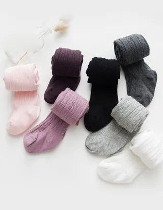 ALLOVIN 4pairs Cable Knit Cotton Leggings