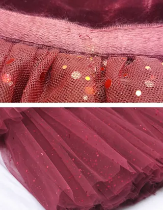 ALLOVIN Toddler Girls Round Neck Velvet Tulle Dress