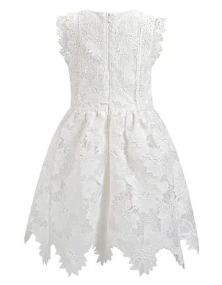 ALLOVIN Toddler Girl Christening Baptism Flower Lace Dress Pure White