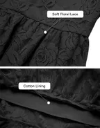 ALLOVIN Girls Long Sleeve A-Line Lace Maxi Dress Backless Ruffle Hem Flower Girl Party Dress Black