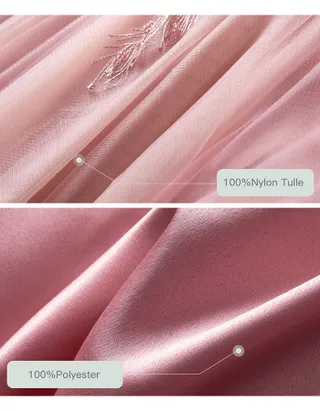 ALLOVIN Pink Embroidery Tulle Dress