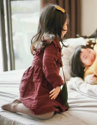 ALLOVIN Toddler Girls Vintage Knit Dress