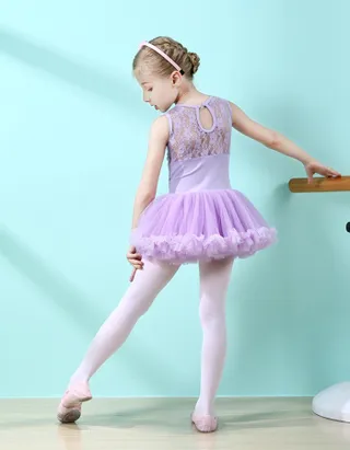 Allovin Sleeveless Tutu Lace Ballet Leotard