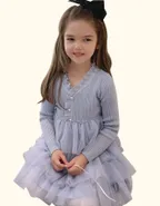 ALLOVIN Textured Knit & Tulle Dress