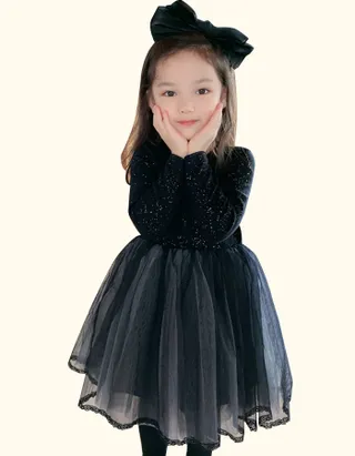 ALLOVIN Tulle-skirt Jersey Dress