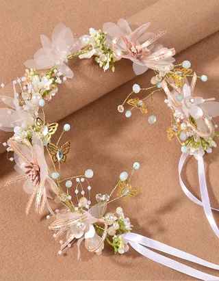 Allovin Floral Princess Headpiece Pearls Tiara