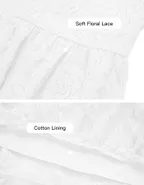 ALLOVIN Girls Long Sleeve A-Line Lace Maxi Dress Backless Ruffle Hem Flower Girl Party Dress White