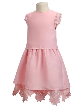 ALLOVIN Toddler Girl Christening Baptism Flower Lace Dress Light Pink