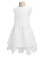 ALLOVIN Toddler Girl Christening Baptism Flower Lace Dress Pure White