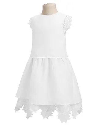 ALLOVIN Toddler Girl Christening Baptism Flower Lace Dress Pure White