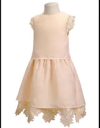 ALLOVIN Toddler Girl Christening Baptism Flower Lace Dress Champagne