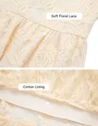 ALLOVIN Girls Long Sleeve A-Line Lace Maxi Dress Backless Ruffle Hem Flower Girl Party Dress Champagne