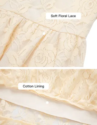 ALLOVIN Girls Long Sleeve A-Line Lace Maxi Dress Backless Ruffle Hem Flower Girl Party Dress Champagne